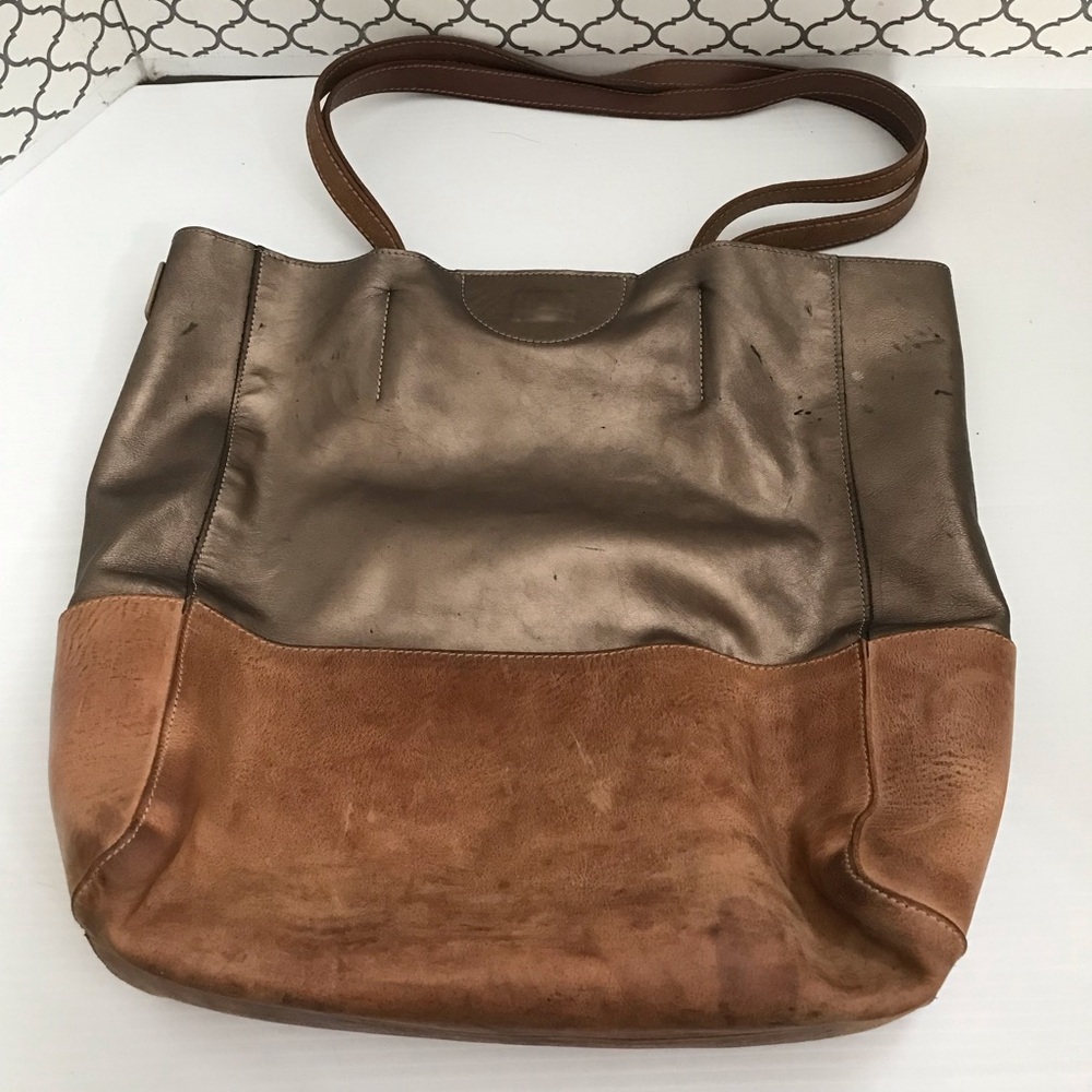 Brave 1992 Two-Tone Leather Tote Bag in Bronze and Cognac